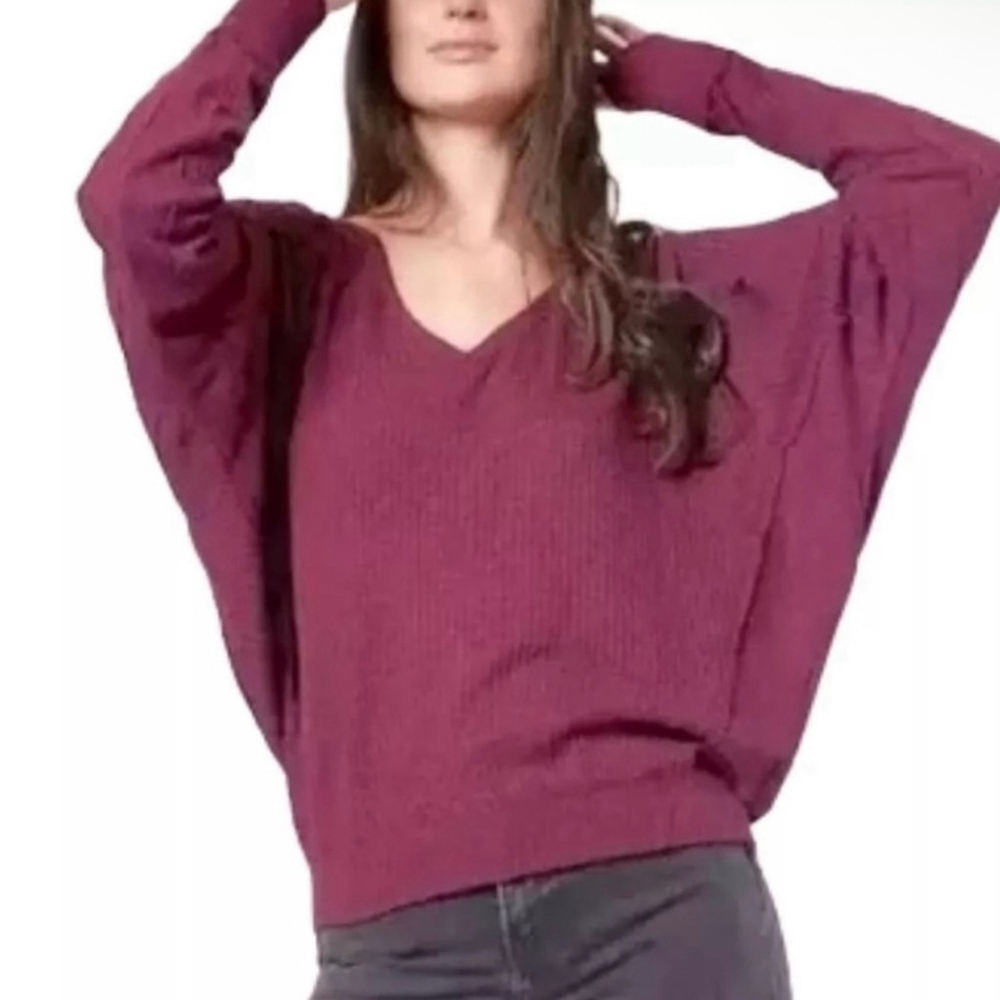 Free People Santa Clara Thermal Top Large NWT Mulberry